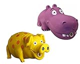 Multipet Latex Grunting Toy Bundle Farbe: Kelch, Schwein und Nilpferd