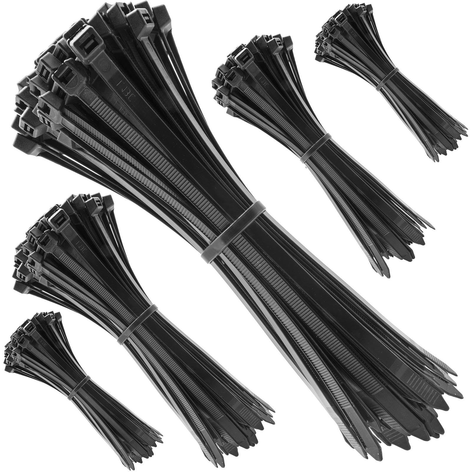Set 500 Stück Kabelbinder wiederverwendbare Kabelstrapse schwarz UV beständig