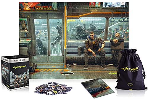 Cyberpunk 2077 Metro | 1000 Teile Puzzle | inklusive Poster und Tasche | 68 x 48 | für Erwachsene und Kinder ab 14 Jahren | ideal für Weihnachten und Geschenk | Spiel-Artwork Motiv