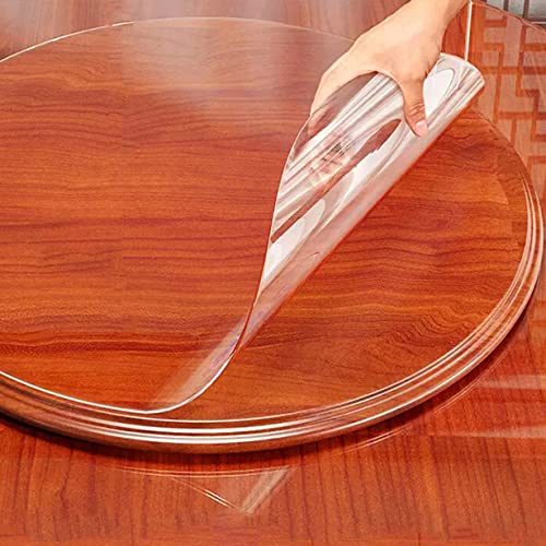 DG Catiee Transparente PVC-Tischdecke, runde Tischabdeckung, transparente Kunststoff-Tischmatten, rutschfest, wasserdicht, Möbelschutz (rund 90 cm)