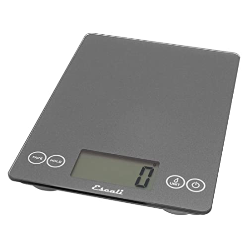 Escali 136DK Arti Glas Digital LCD Display Küche Büro Backen Kräuterwaage mit Ernährungs- und Kalorienzähler, 6,8 kg Kapazität, Kunststoff, Grey Storm