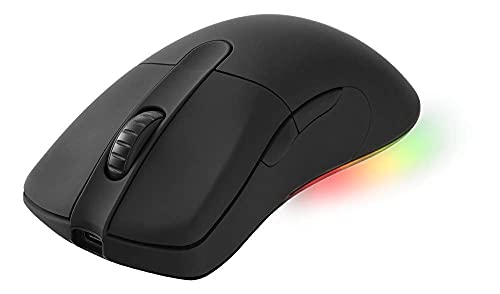 Deltaco Gaming-Maus, kabellos, RGB, programmierbar, Pixart 335, kabellose und kabelgebundene Modi (Kabel im Lieferumfang enthalten), Akkulaufzeit 46 h, USB-Empfänger 2,4 GHz, PPP 400 – 16000, IPS 400, Beschleunigung 40 G