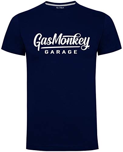 Gas Monkey Garage T-Shirt Large Script Logo Blue-M