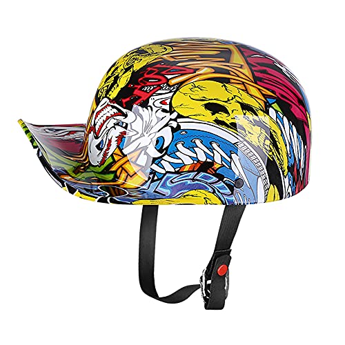 Woljay Woljay Jahrgang Jethelm Motorradhelm Retro Baseball Kappe Halbhelm Männer Frauen für Kreuzer Straße Roller Moped - DOT Certified (Painting,M)