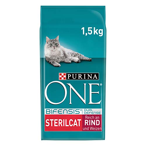 Purina ONE Bifensis Sterilcat Katzentrockenfutter, für kastrierte Katzen, gesunder Stoffwechsel, 6 x 1,5 Kg