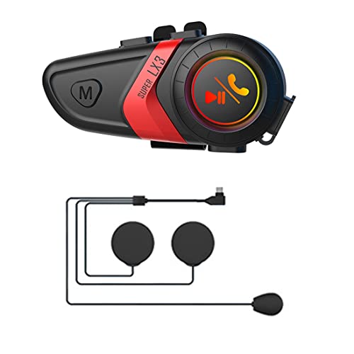 MANDDLAB LX3 Bluetooth-Headset BT5.0 für Motorradfahren, kabellos, 1200 mAh, mit weicher Linie, Kopfhörer aus Weizen, Rot