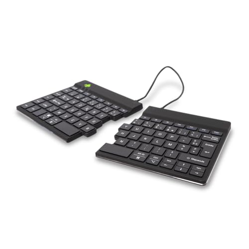R-Go Split Tastatur, Bluetooth 5.0, Mit Anti-RSI-Software, AZERTY Française, Ergonomische Design mit Geteilte Tastenfeld, Kompatibel mit Windows/Microsoft/Linux/Mac, Schwarz