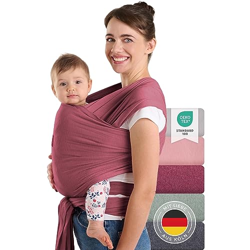 Laleni Tragetuch Baby Neugeborene aus 100% Bio-Baumwolle - Babytragetuch bis 15 kg mit ergonomischer Passform, Einfach Anzuziehen für Mütter und Väter, Waschmaschinengeeignet, Rot