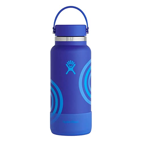 Hydro Flask Flex-Cap-Flasche mit Stiefel, wiederverwendbare Wasserflasche aus Edelstahl, vakuumisoliert, 900 ml, Dunkelblau