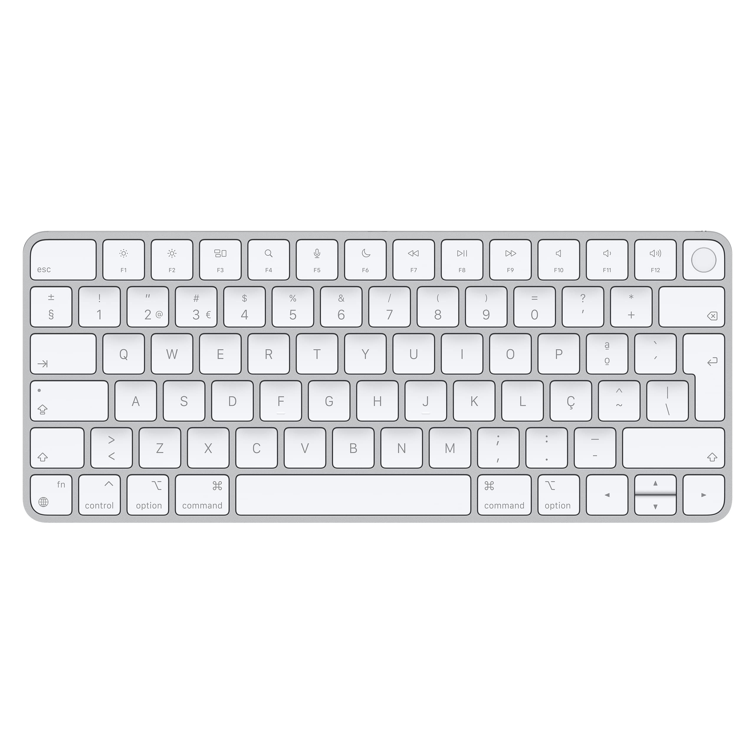 Apple Magic Keyboard mit Touch ID: Bluetooth, wiederaufladbar. Kompatibel mit Mac Computern Chip; Portugiesisch, Weiße Tasten