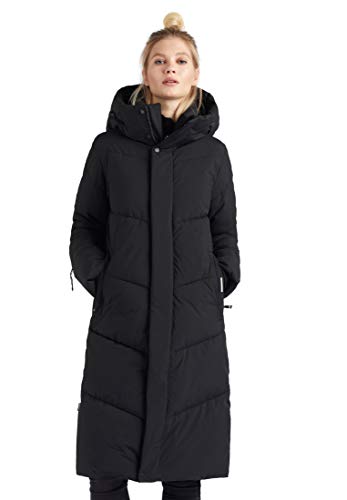 khujo Damen Mantel Torino Steppmantel lang warm Kapuze Reißverschlusstaschen