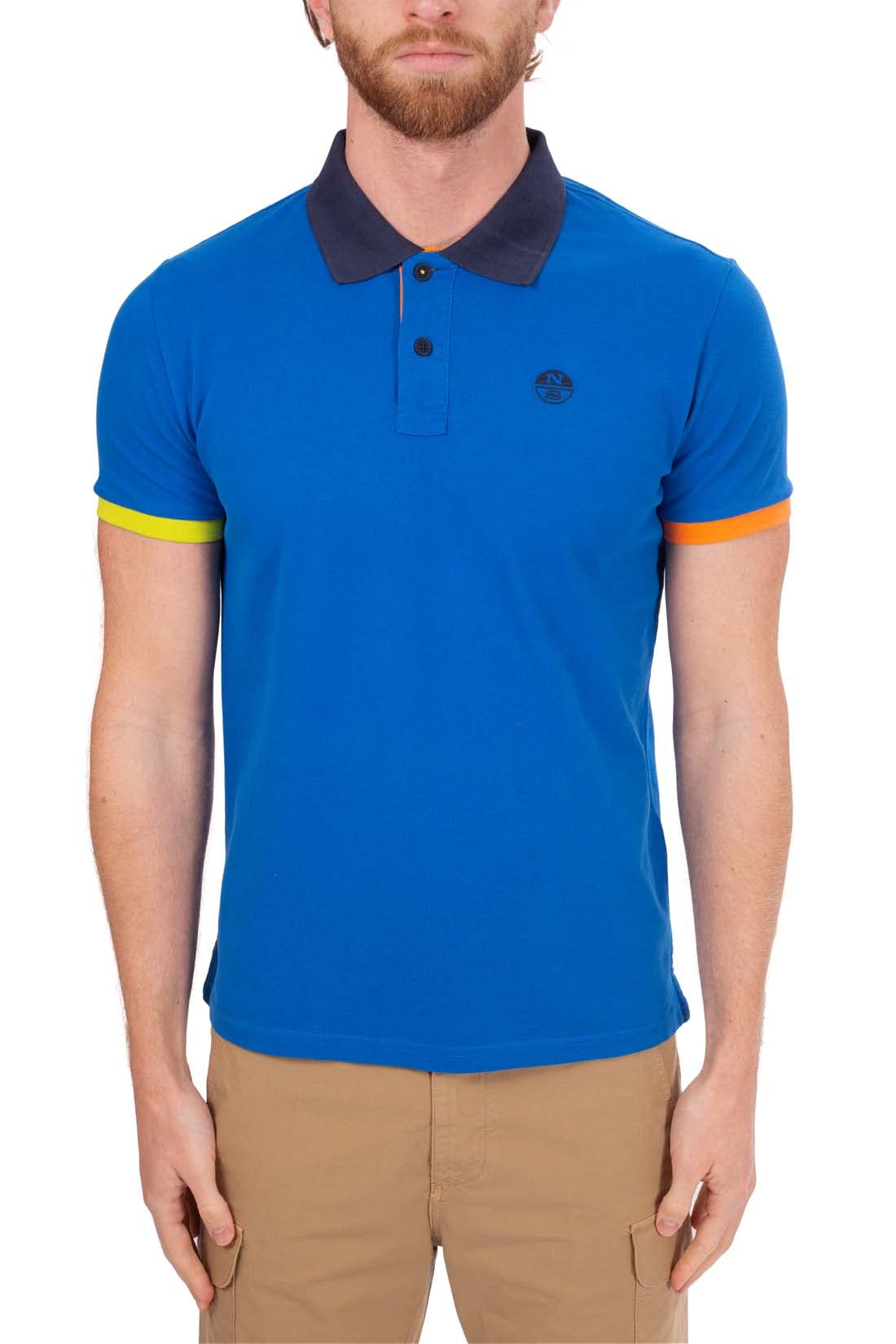 NORTH SAILS - Men's regular polo shirt with colorblock details - Size M