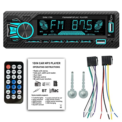 Fanao Autoradio 1Din Srereo Bluetooth MP3 Player FM EmpfäNger mit Fernbedienung AUX/USB/TF Karte im Dash Kit
