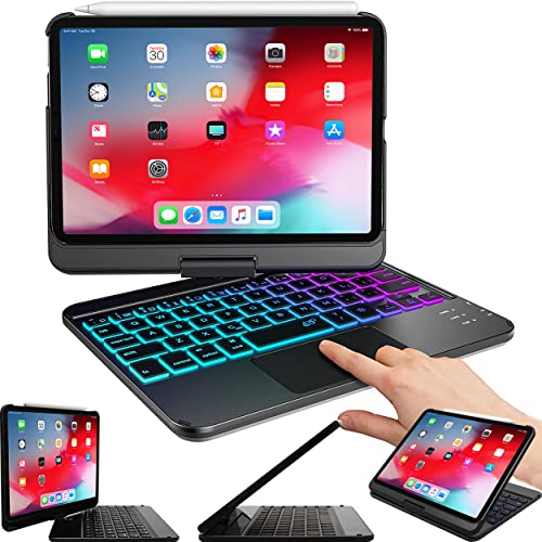Snugg iPad Mini 6 Tastatur (2022), Kabellose Beleuchtete Trackpad Bluetooth iPad Mini Tastatur, 360 Grad Drehbare Tastatur - Schwarz