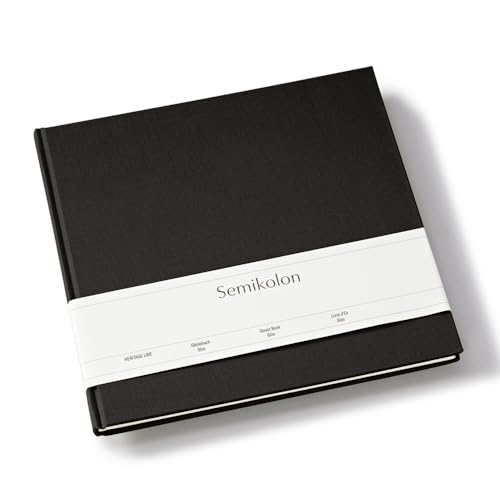 Semikolon 371034 Gästebuch Slim - 25 x 23 cm - mit 100 blanko Seiten zum Selbstgestalten, Lesezeichen - black schwarz