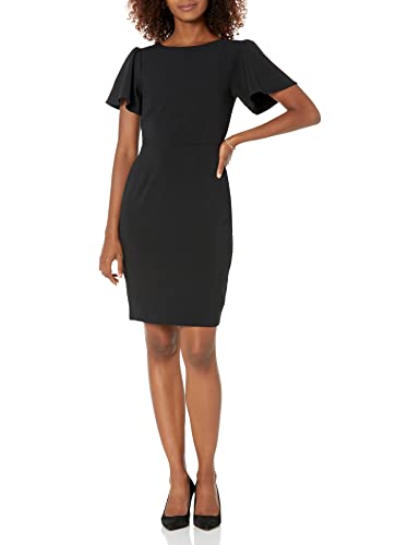 Lark & Ro Fluid Crepe Short Sleeve Flutter dresses, schwarz, US 10 (EU M - L)