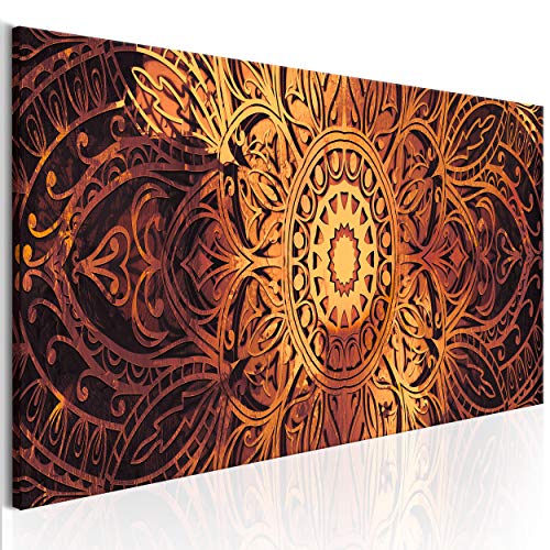 decomonkey Bilder Mandala 120x40 cm 1 Teilig Leinwandbilder Bild auf Leinwand Vlies Wandbild Kunstdruck Wanddeko Wand Wohnzimmer Wanddekoration Deko Zen Orient Abstrakt braun orange