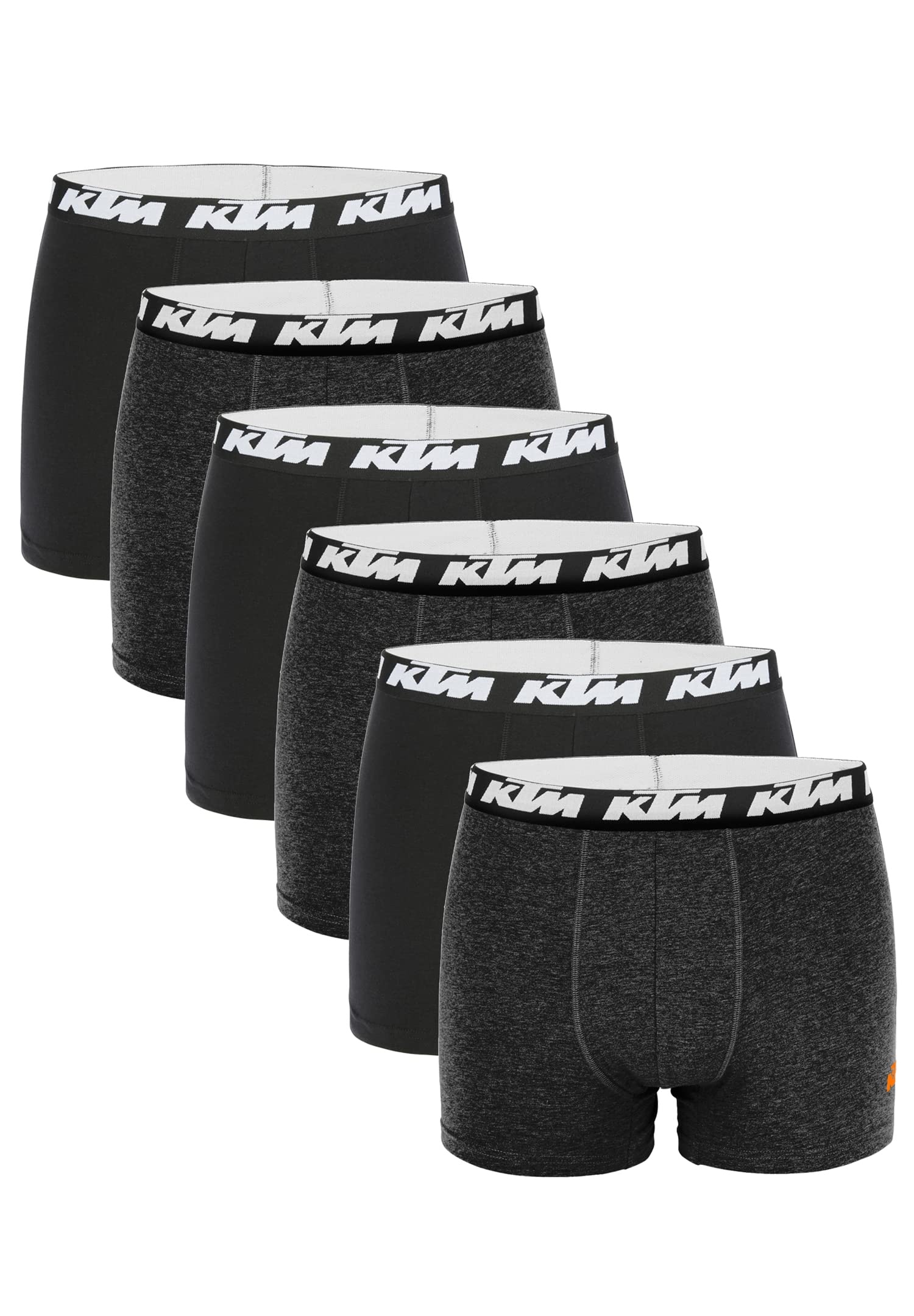 KTM by Freegun Boxershorts für Herren Unterwäsche Pant Men´s Boxer 6 er Pack, Farbe:Dark Grey / Black, Bekleidungsgröße:M