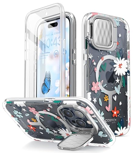 i-Blason Cosmo Mag für iPhone 15 Pro Hülle (6.1") mit Kameraschutz Ständer, [Kompatibel mit MagSafe] Glitzer Handyhülle Schlank Case Schutzhülle mit Displayschutz 2023, Paint