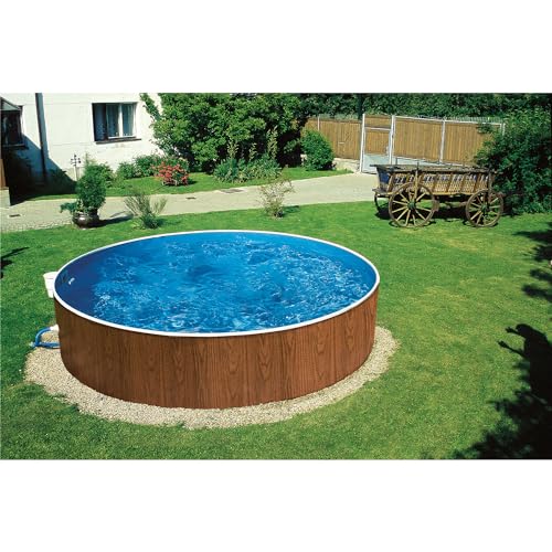 Paradies Pool® Aufstellpool Splash Pool Einzelbecken rund 360 x 120 cm Holz inkl. Skimmer Vlies