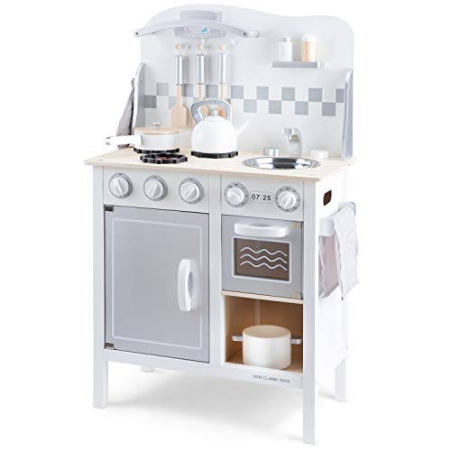 New Classic Toys 11061 Kitchenette-Bon Appetit-Deluxe-White/Silver, Multicolore Color