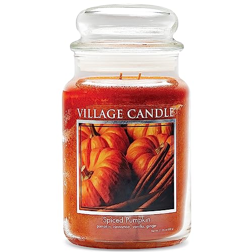 Village Candle Duftkerze im Glas-Spiced Pumpkin 737g, Orange, 10.4x10.3x15.4 cm