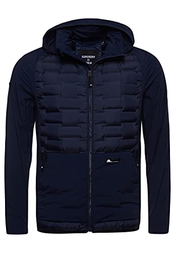 Superdry Mens HYBRID Hooded DOWN Jacket, Eclipse Navy, XX-Large