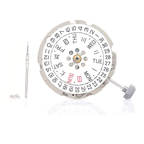 Puooifrty 1Set 8200 Uhrwerk mit Kalenderplatte + Wochenplatte + Automatisches Mechanisches Uhrwerk Silber
