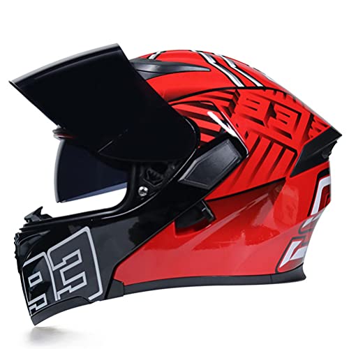 Motorradhelm Integralhelm Full Face Motorrad Helm Anti-Fog-Doppelspiegel ECE/DOT-Zertifizierung Für Scooter Roller Biker (Color : W, Size : XXXL/XXX-Large (65-66cm))