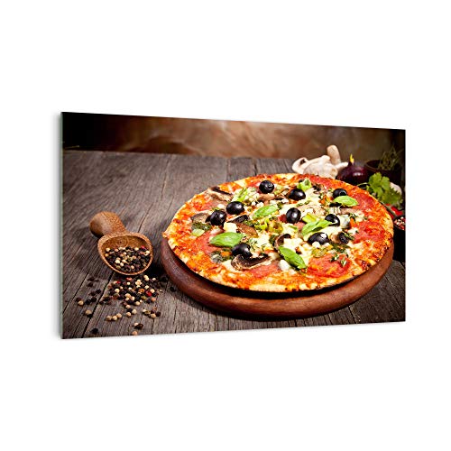 DekoGlas Küchenrückwand 'Pizza und Gewürze' in div. Größen, Glas-Rückwand, Wandpaneele, Spritzschutz & Fliesenspiegel