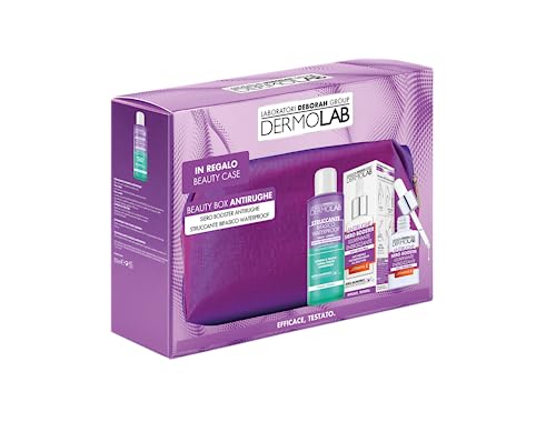 Dermolab Set Beauty Box Anti-Falten, enthält Serum Booster Anti-Falten-Aufhellung, 30 ml, Bufasischer Make-up-Entferner, wasserdicht, 150 ml und Pads