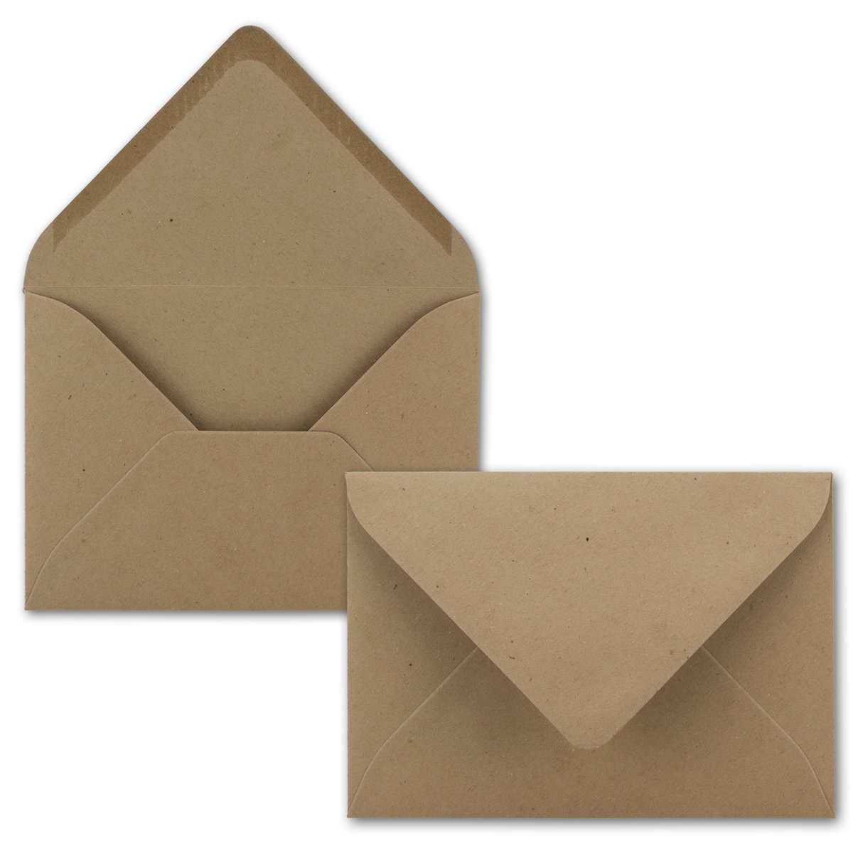 500x kleine Umschläge aus Kraftpapier in Sandbraun DIN C7 8,1 x 11,4 cm mit Spitzklappe und Nassklebung in 120 g/m² - kleiner blanko Mini-Umschlag