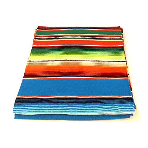 MB-Müller Original Mexikanische Decke mit Blauen Streifen Sarape