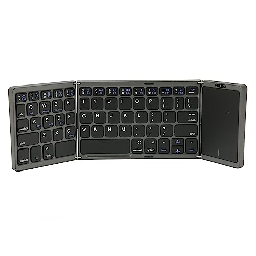 buhb Faltbare Tastatur, Wiederaufladbare Typ-C-Touchpad-Funktion 64 Tasten 3 Faltbare Tastaturen für das Heimbüro (Grau)