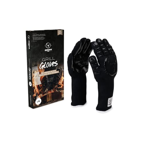 MOESTA-BBQ 10375 GrillGloves No.1 Größe L/XL - Die Grill-Handschuhe der Profis -Bis 500° C hitzebeständiger Grill- und Ofen-Handschuhe aus Meta-Aramid - Zertifiziert nach Lebensmittelstandard LFGB