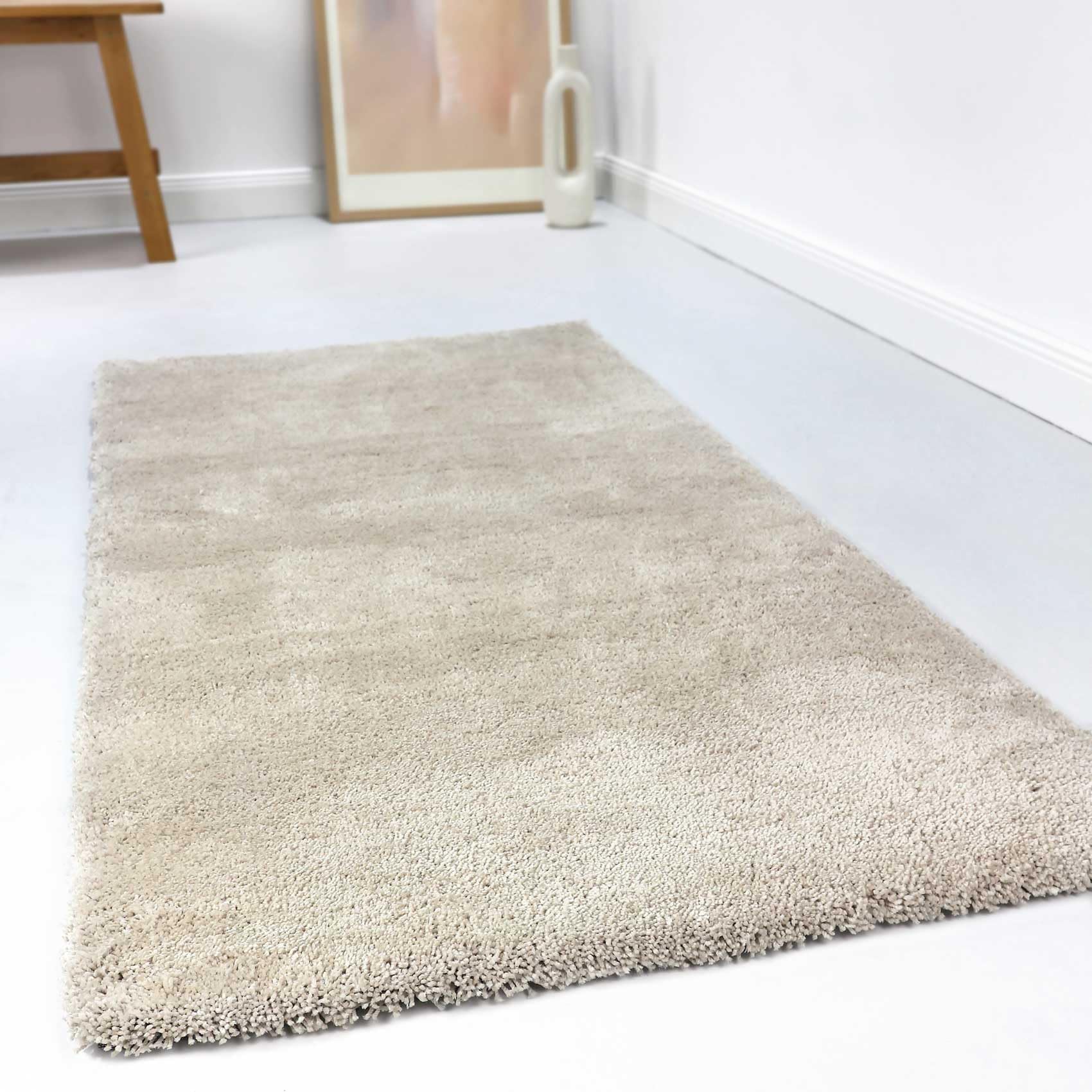 wecon home Kuschelig weicher Esprit Hochflor Teppich, bestens geeignet fürs Wohnzimmer, Schlafzimmer und Kinderzimmer RELAXX (120 x 170 cm, beige)