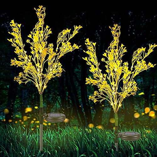 Solar Gartenlicht,SUAVER 2 Stück Blume Licht Solarleuchte Außen Wasserdicht Solarlampe Gartenfackeln Blume Dekoration Lichter im Freien für Garten Rasen Terrasse Beleuchtung (Rapsblume)