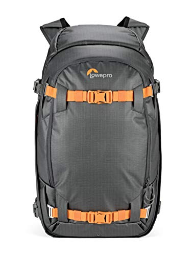 Lowepro Whistler 450 AW II, 4-Jahreszeiten-Kamerarucksack aus Recycling-Material, Wetterfeste Hülle, Kameratasche für den Professionellen Einsatz, Passend für 15" Laptop, Einlegepolster, Grau