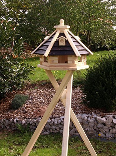 Vogelhaus Vogelhäuser aus Holz Typ 21 (mit Ständer, Braun)