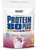 WEIDER Protein 80 Plus Eiweißpulver, Waldfrucht-Joghurt, Low-Carb, Mehrkomponenten Casein Whey Mix für Proteinshakes, 500g