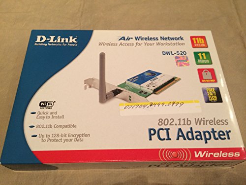 D-Link DWL-520 Wireless PCI Adapter, 802.11b, 11Mbps