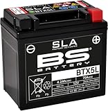 BS Battery 300670 BTX5L AGM SLA Motorrad Batterie, Schwarz