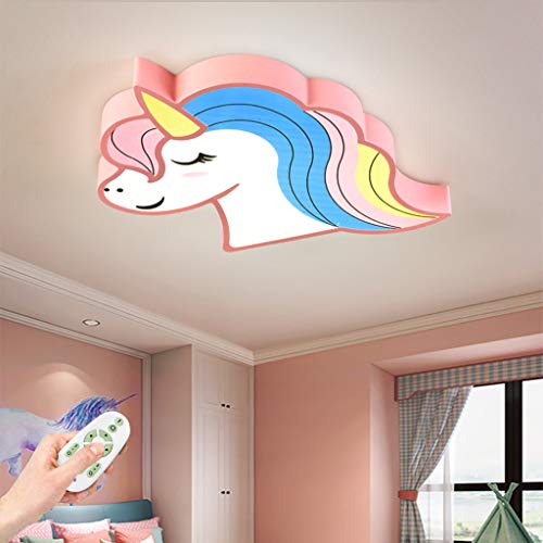 Kinderzimmerlampe LED Dimmbar Deckenleuchte Mit Fernbedienung Deckenlampe Einhorn Form Acryl Mädchen/Junge Zimmer Beleuchtung Kinder Schlafzimmer Esszimmer Hotelzimmer Dekorative Pendelleuchte,Rosa