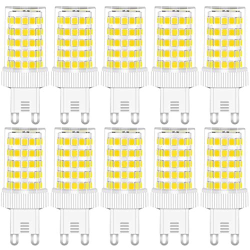 RANBOO G9 LED Lampe 10w Ersatz 80W Halogenlampen, 800LM, Kaltweiß 6000K, AC 220-240V, LED Birnen für Kronleuchter, Wandlampe, Kühlschrank und Dunstabzugshaube, Nicht Dimmbar, 10er Pack