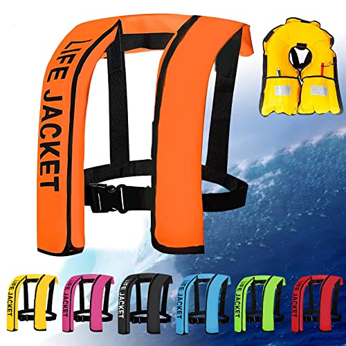 Verstellbare Aufblasbare Schwimmweste Für Erwachsene, Damen/Herren Schwimmhilfen Bequeme Schwimmweste Für Motorboot Bootfahren Kajakfahren Angeln Surfen Wassersport,One Size,Orange