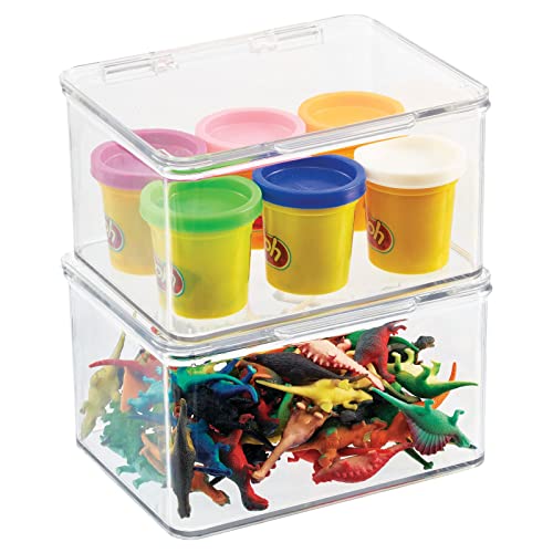 mDesign 2er-Set Spielzeugaufbewahrung – stapelbare Aufbewahrungsbox mit Deckel aus robustem Kunststoff – ideal zum Spielsachen verstauen im Regal oder unter dem Bett – durchsichtig