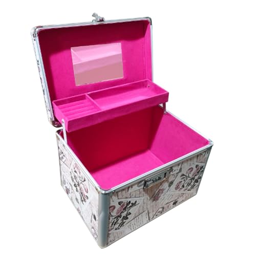 Colcolo Kosmetik-Aufbewahrungsbox mit Tablett, tragbare Make-up-Tasche mit Spiegel, Make-up-Etui, M-Umschlag