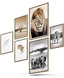 BLCKART Infinity XL Poster Set Afrika Stilvolle Doppelseitige Poster Safari Löwe Elefant Zebra Wohnzimmer Deko (Afrika, XL | 2X A2 | 4X A3 | Ohne Rahmen)