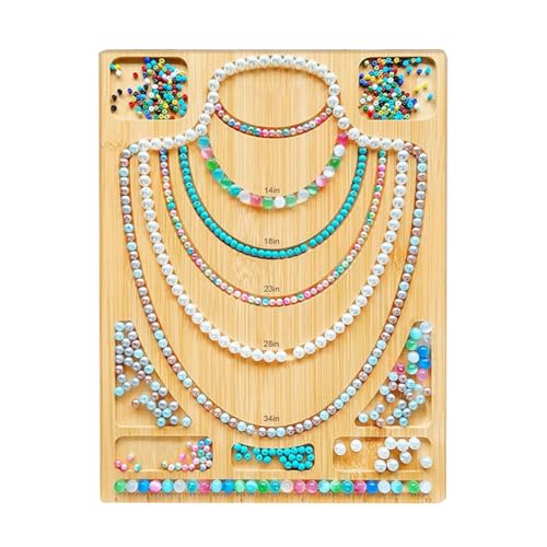 DINESA 1 Stück -Perlenbrett für die Herstellung Von Schmuckarmbändern und -Halsketten. Perlen-Design-Brett in Holzoptik für die Schmuckherstellung, Perlenplatte