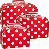 alles-meine.de GmbH 3 TLG. Set _ Kinderkoffer / Koffer - in 3 verschiedenen Größen - Punkte - rot & weiß - Kofferset - ideal für Spielzeug und als Geldgeschenk - Mädchen & Ju..